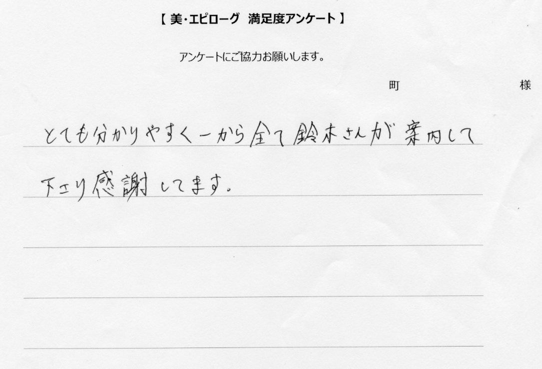 とても分かりやすく案内して下さり感謝しています